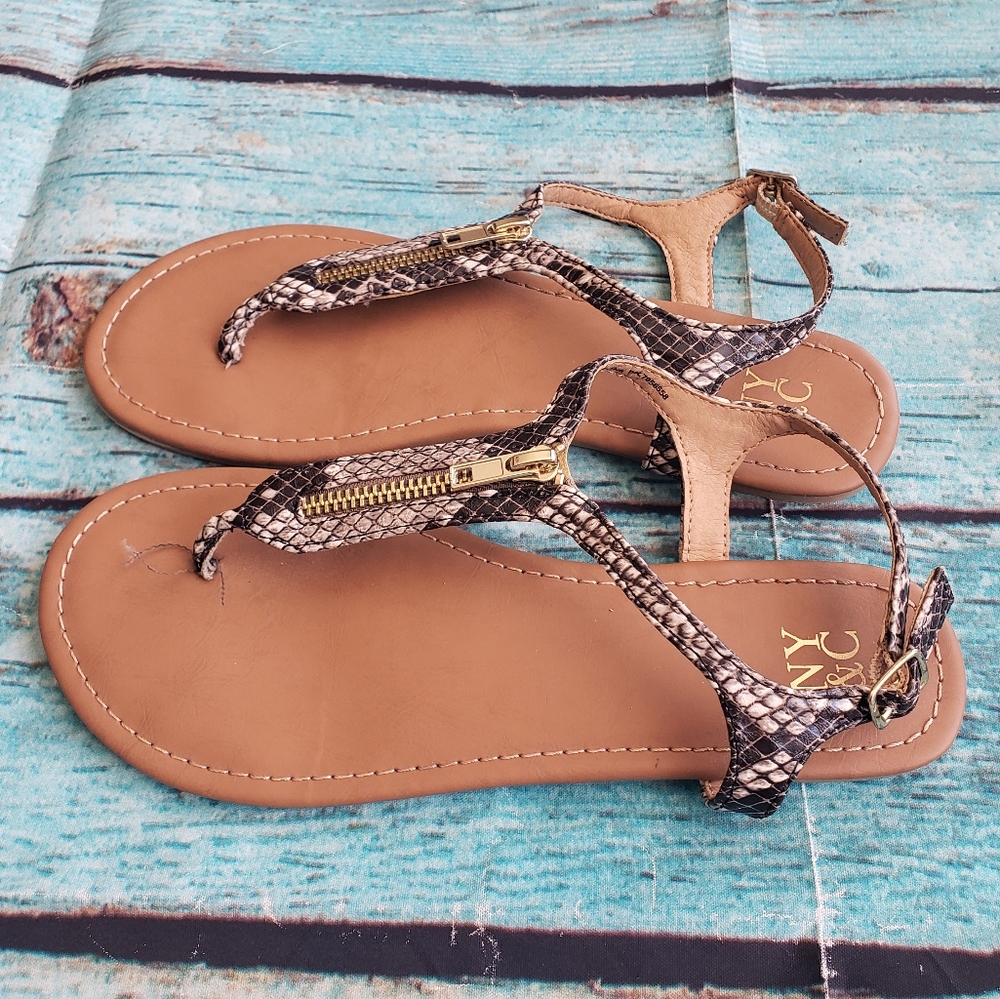 New York & Company snake python print sandals size 7